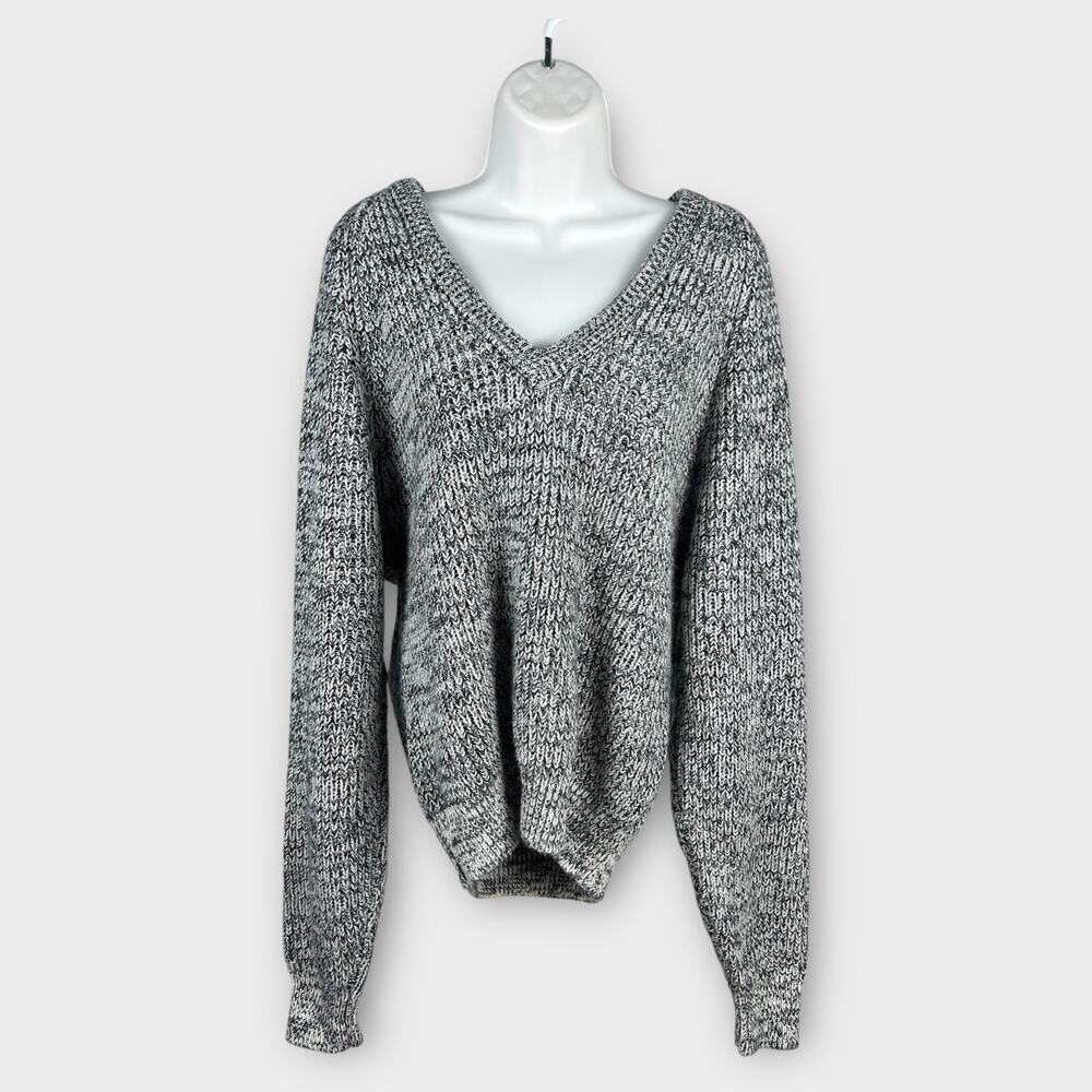 Vintage Men's Store‎ Sweater Heather Black White V-Neck Medium Acrylic